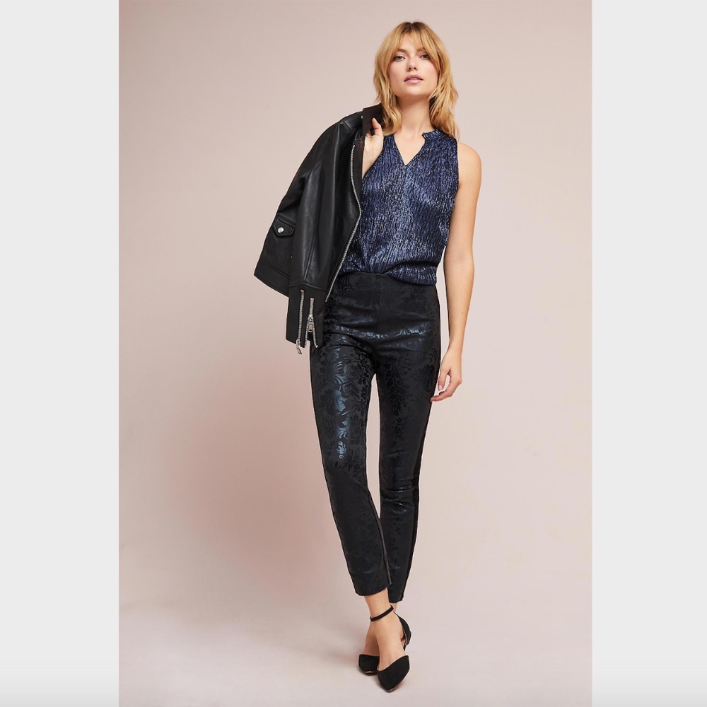 Anthropologie Foil-Printed Tuxedo Trousers